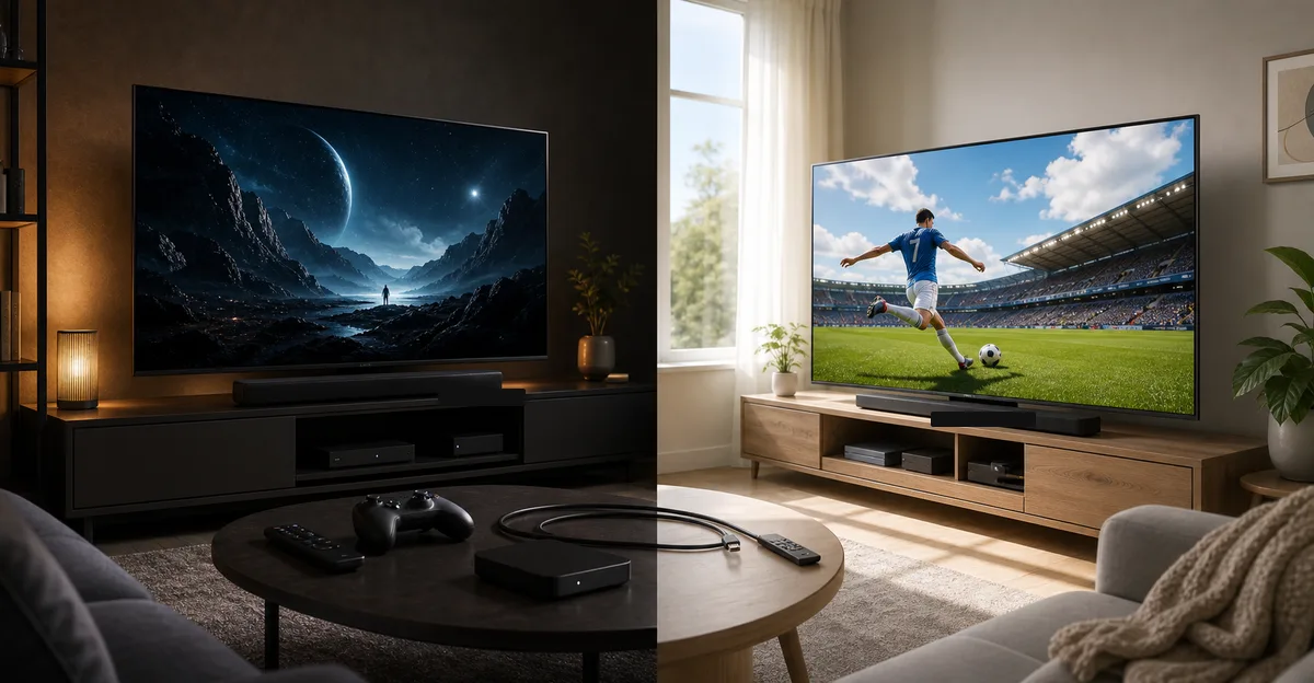 OLED vs Mini LED 電視怎麼選？2026 客廳亮度、Netflix、PS5、Soundbar 與家庭劇院選購指南