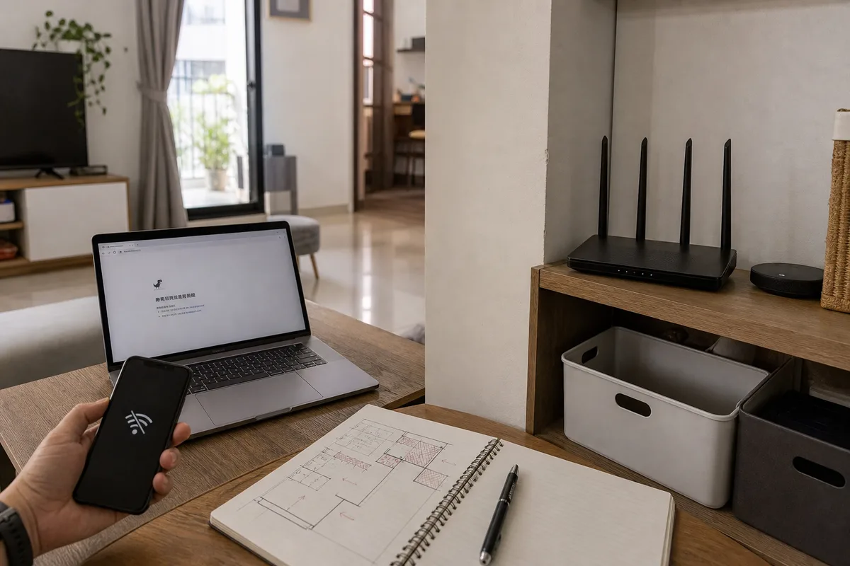 Wi-Fi 訊號弱死角怎麼辦 2026｜路由器位置、Mesh、2.4GHz/5GHz、牆面與測速