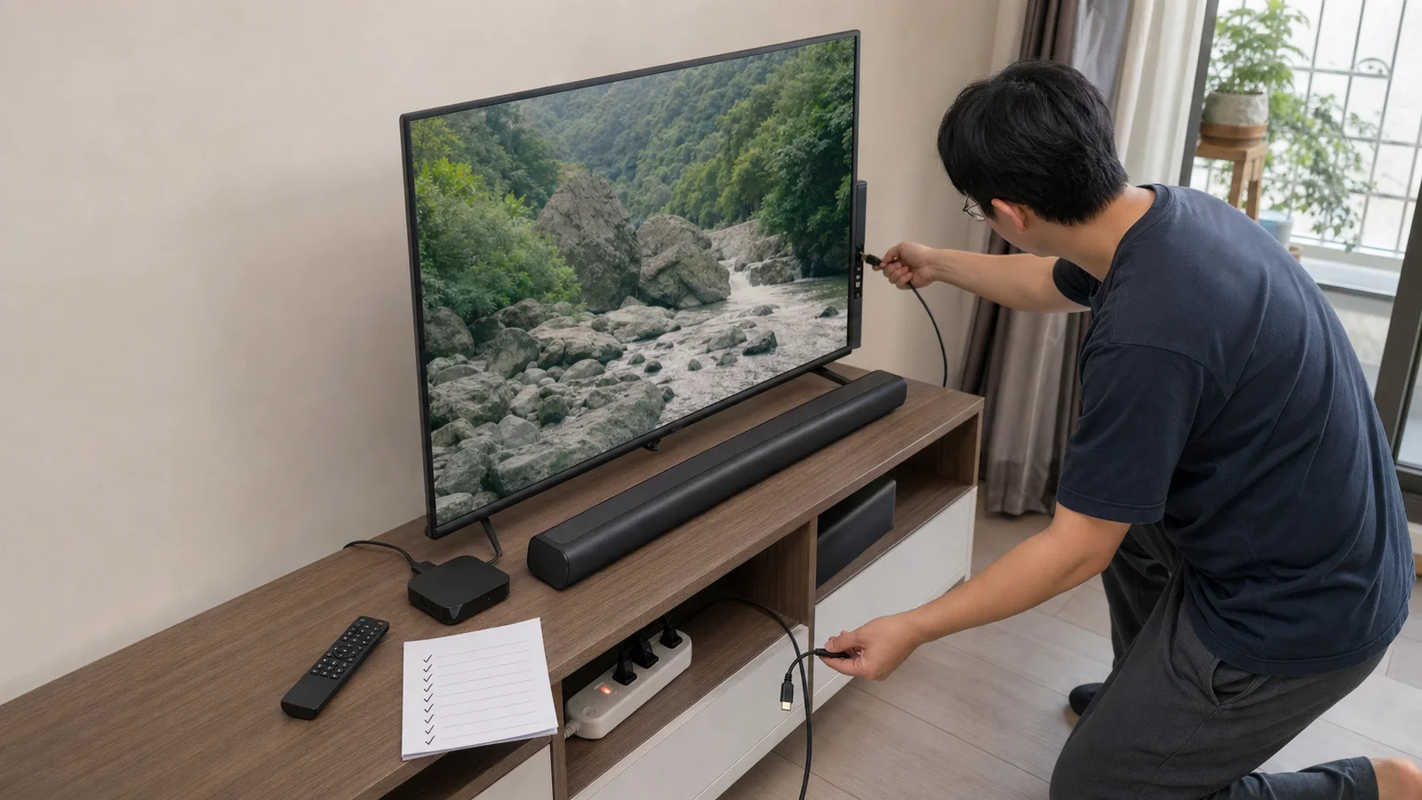 電視沒聲音怎麼辦 2026｜先分 App、HDMI、Soundbar，再查 PCM 與 eARC